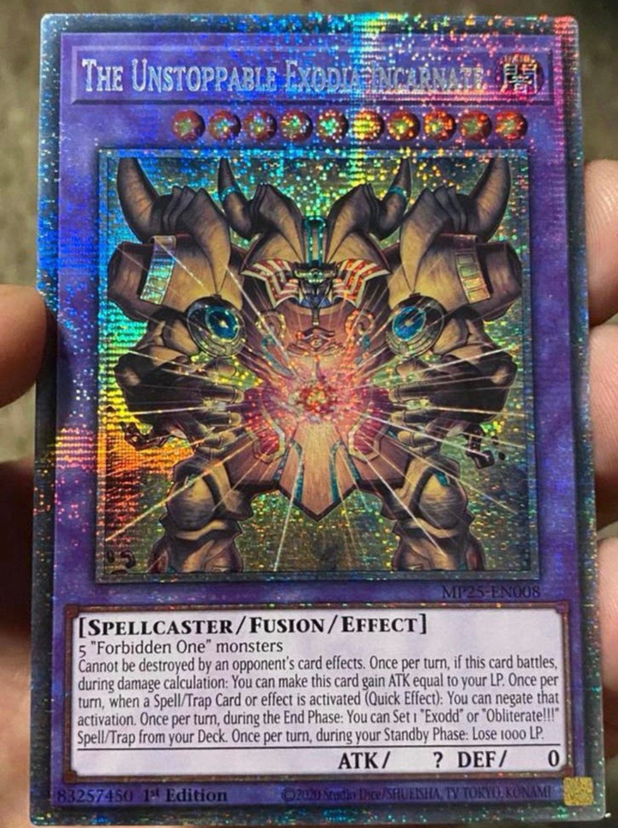 Yu-Gi-Oh! The Unstoppable Exodia Incarnate MP25 Starlight  !, Ophalen of Verzenden, Zo goed als nieuw, Losse kaart, Foil