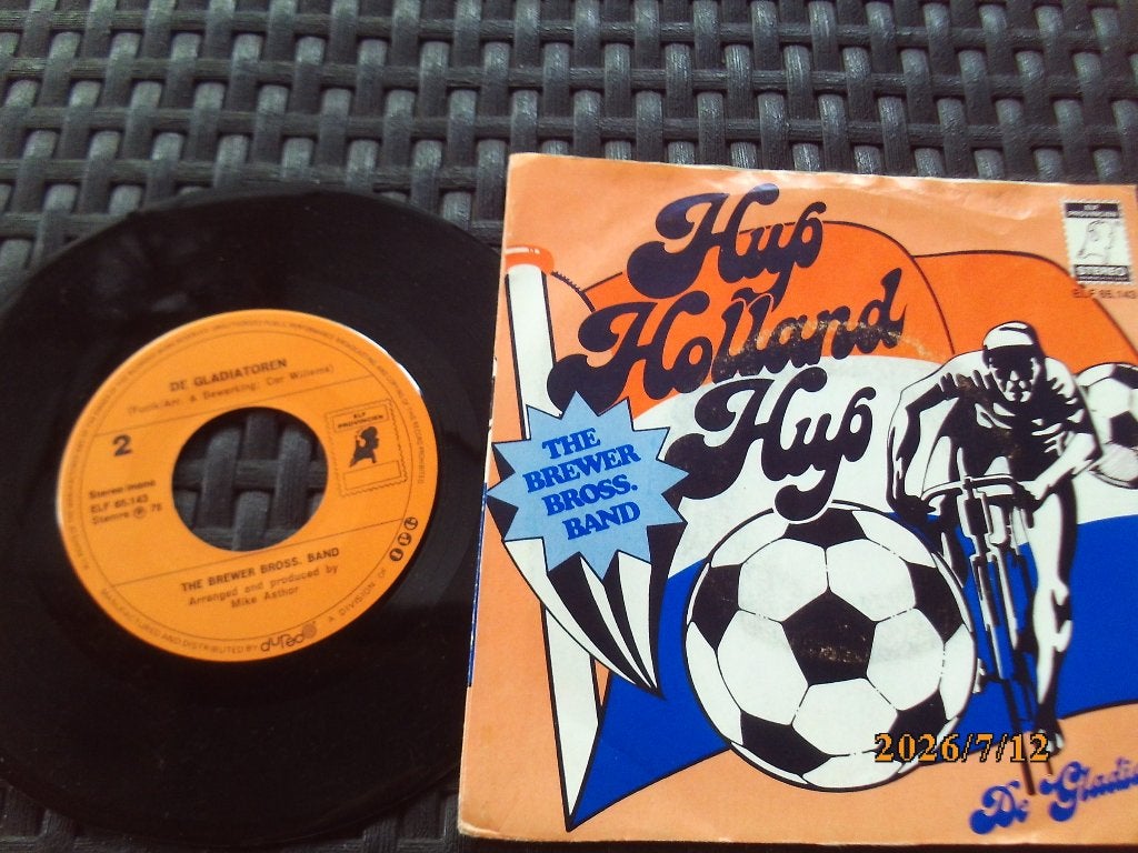 Hup Holland Hup De Gladiatoren 1978 The Brewer Bross voetbal, Gebruikt, 7 inch, Ophalen of Verzenden, Overige typen