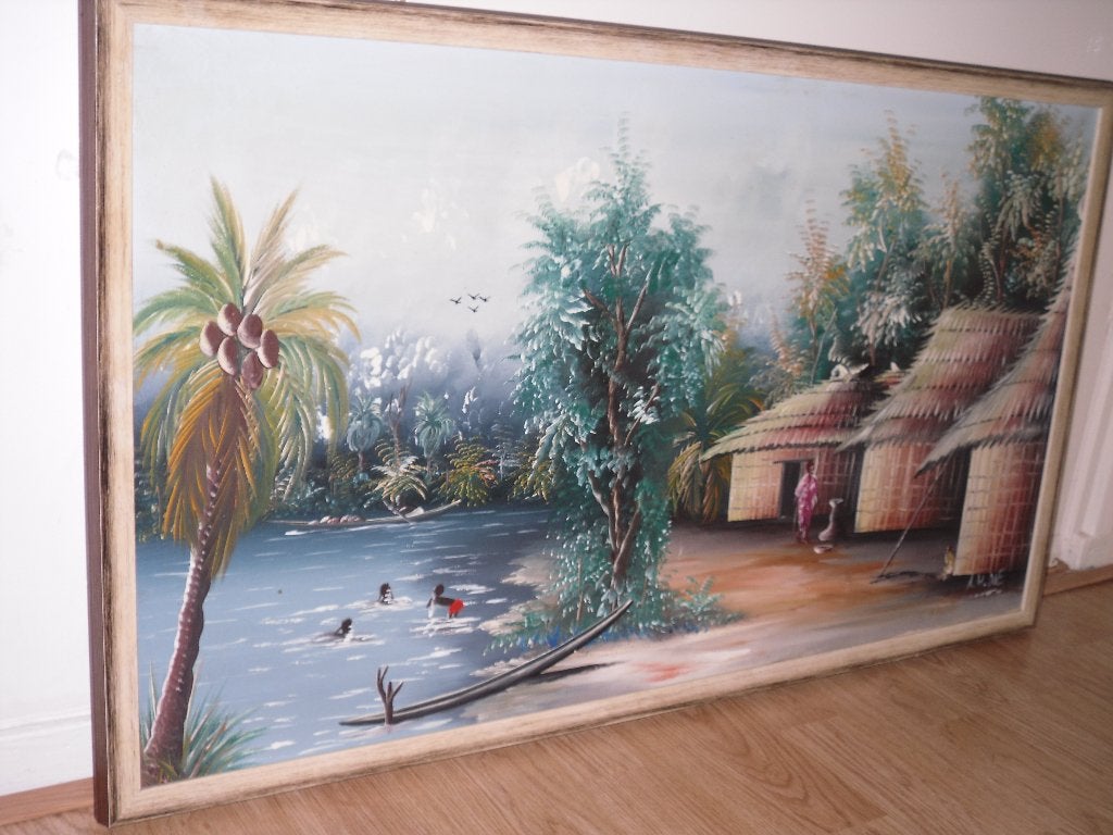 Mooie schilderij 40x80 met signatuur, Acrylverf, Overige stijlen, Doek, Ophalen of Verzenden