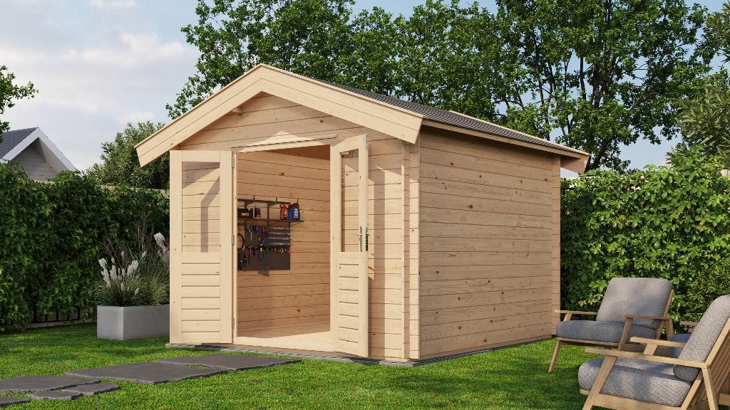 Lugarde Select Tuinhuis Twello 300x300cm - Onbehandeld, 200 tot 400 cm, Blokhut, Nieuw, Zonder ramen