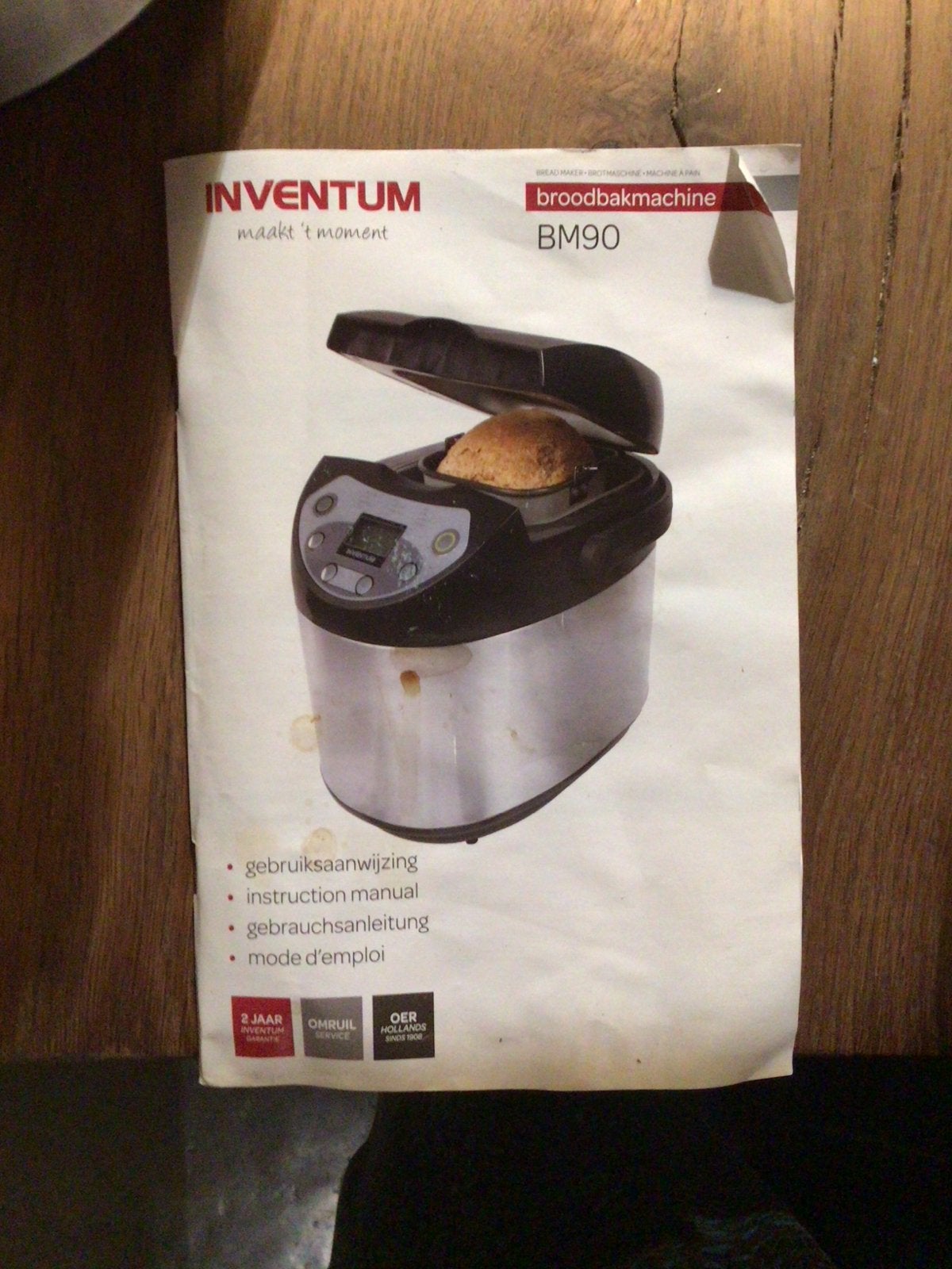 Inventum BM90 Broodbakmachine - Zo goed als nieuw, 800 tot 1200 gram deeg, Zo goed als nieuw, Kijkvenster, Ophalen