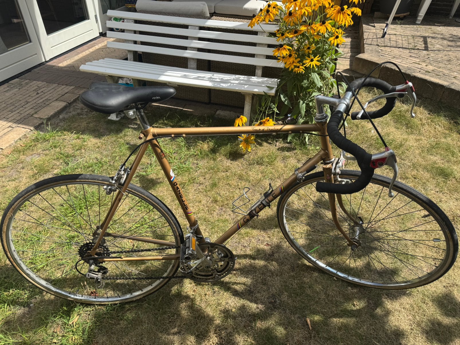 Goudkleurige Gazelle race/toerfiets Tour d’Italia 83 cm, Ophalen, Gebruikt, 10 tot 15 versnellingen, Velgrem