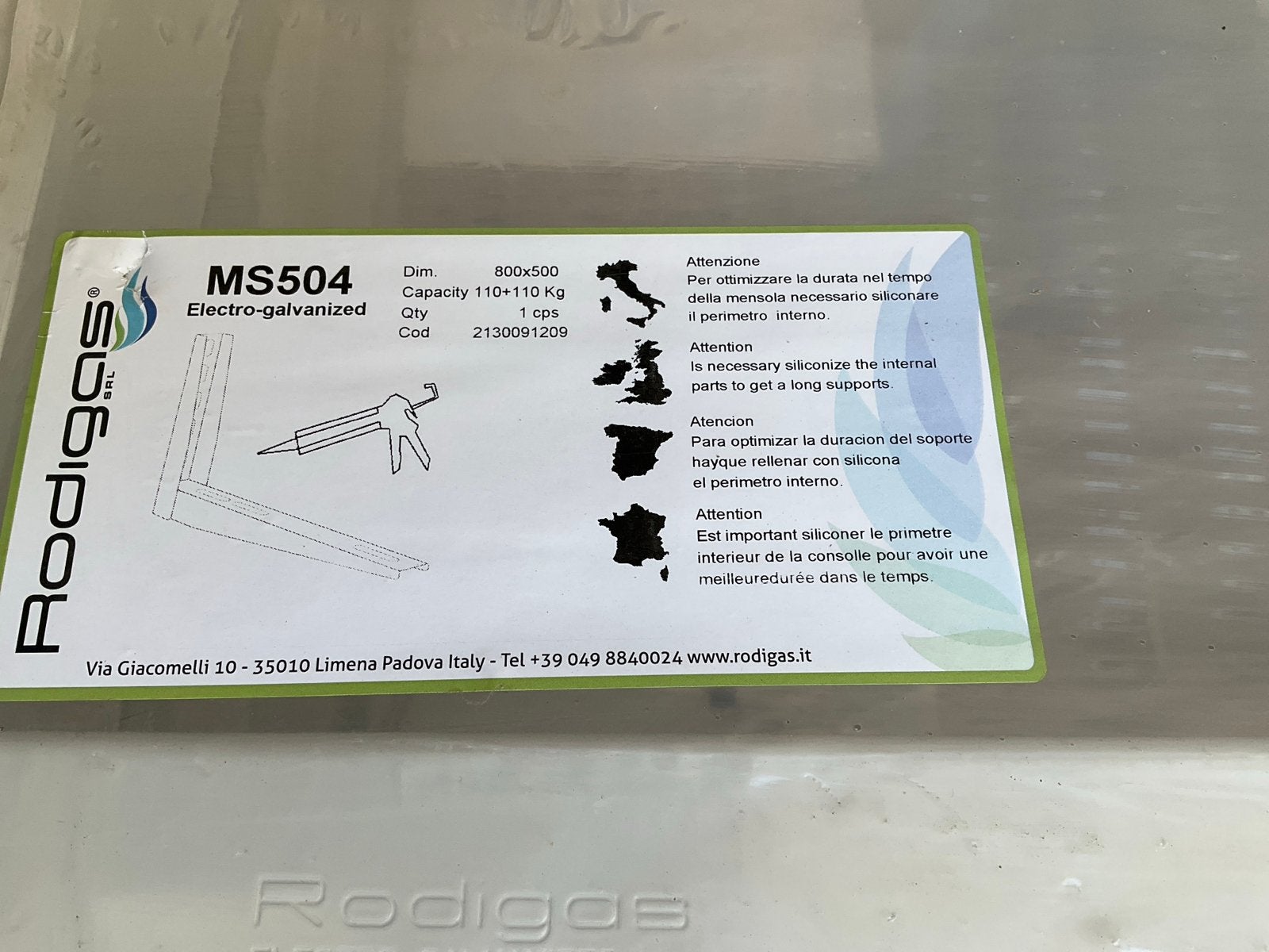 Rodigas MS504 Elektro-gegalvaniseerde Beugel 800x500mm ( 4x, Ophalen, -, -, Nieuw