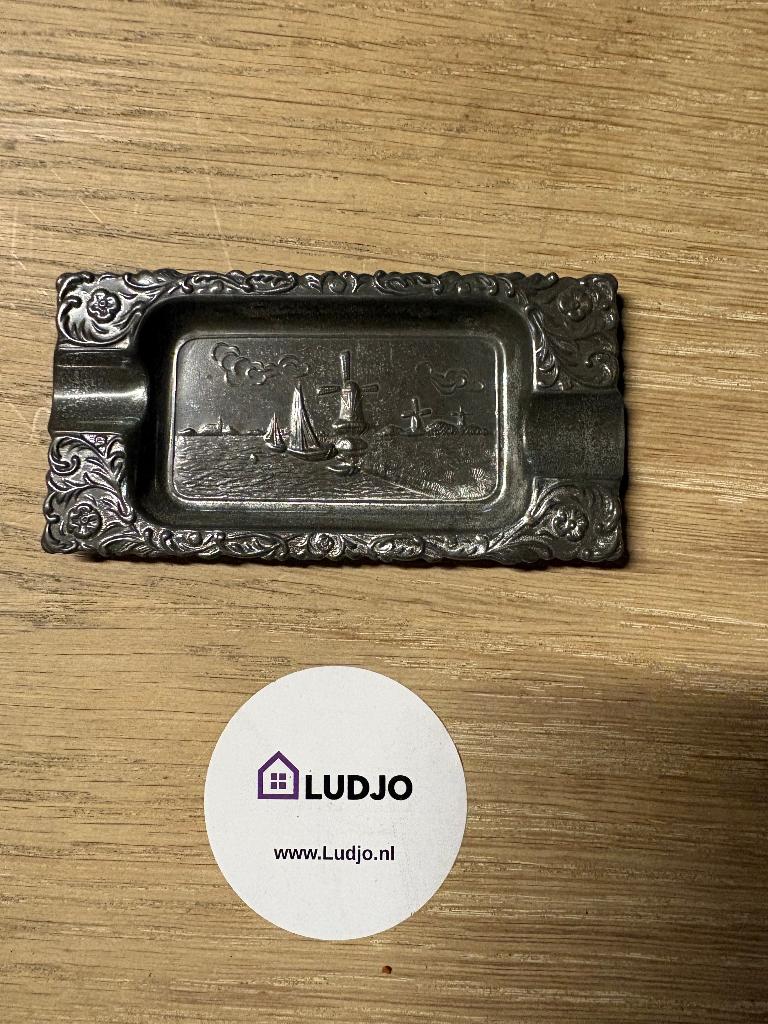 Vintage metalen asbakje met Hollands landschap, Ophalen