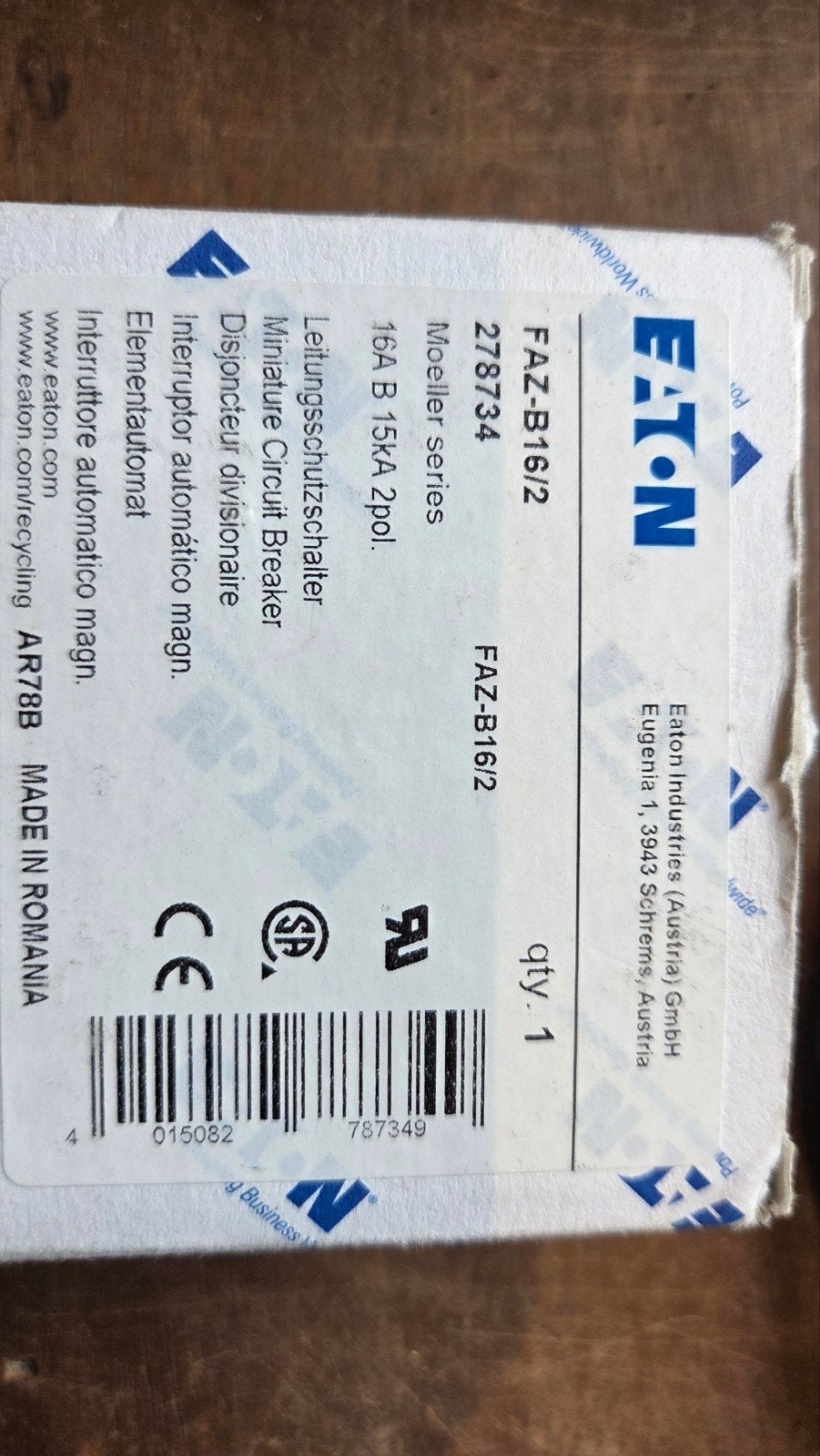 Eaton FAZ-B16/2 Kookgroep Automaat 16A B 2-polig, Doe-het-zelf en Verbouw, Elektra en Kabels, Ophalen of Verzenden