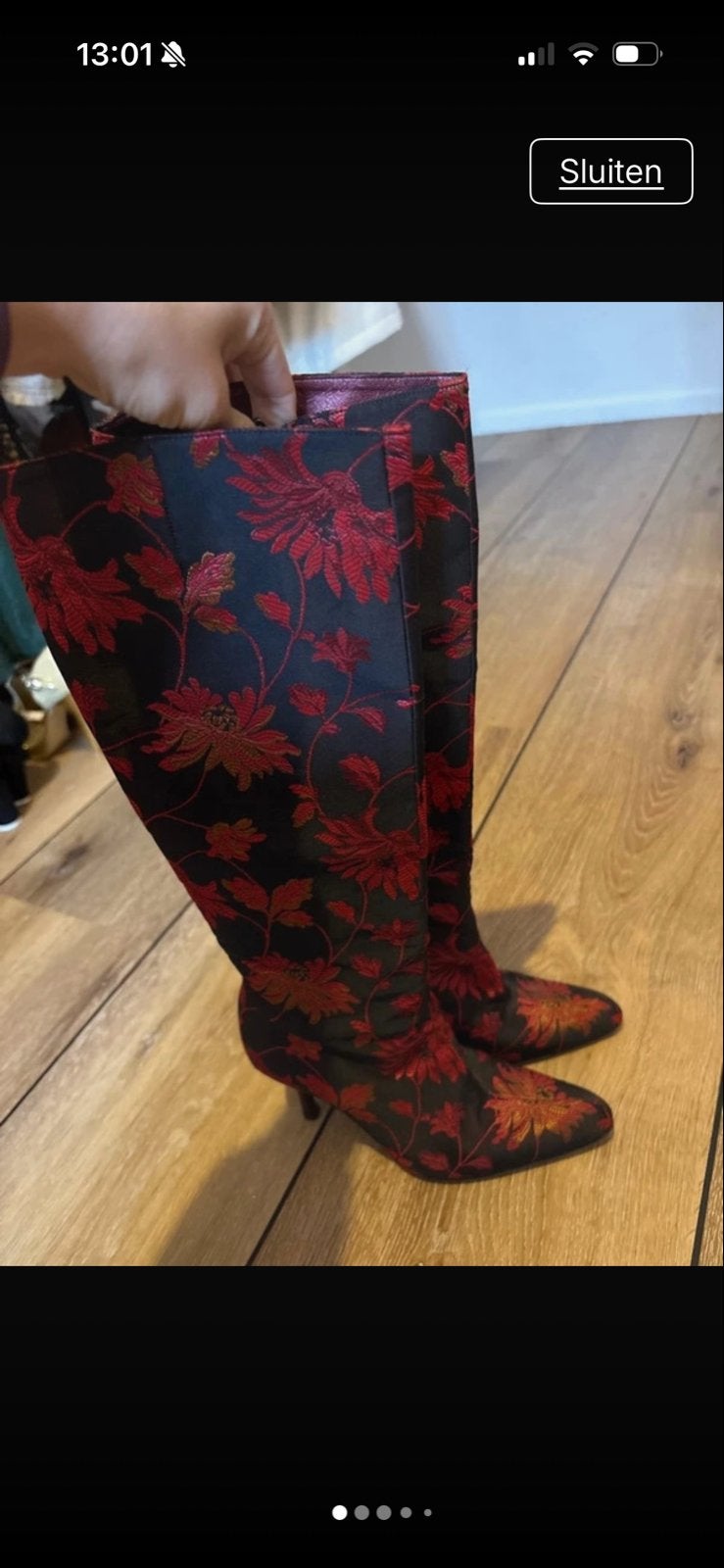 Bally Hoge Laarzen Zwart/Rood Geborduurd - Maat 36, Ophalen of Verzenden, Gedragen, Zwart, Hoge laarzen