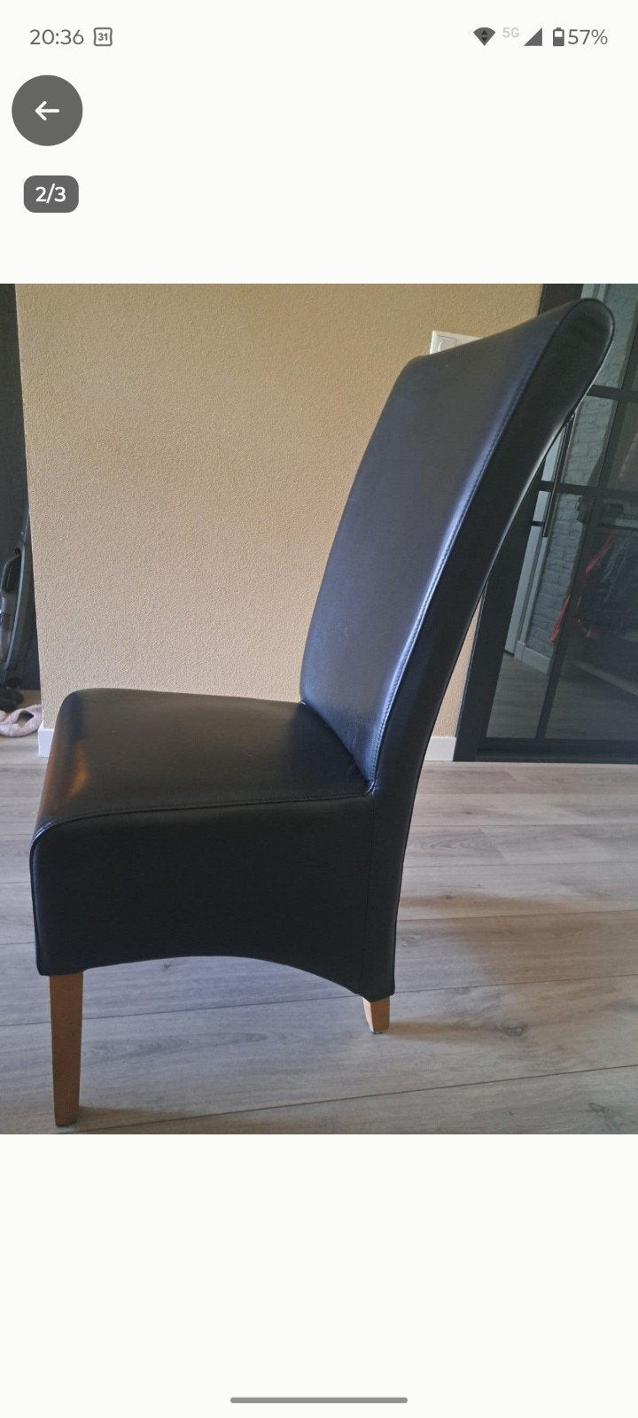 gratis 6 leren eetkamer stoelen, Huis en Inrichting, Stoelen, Ophalen, Zwart, Vijf, Zes of meer stoelen