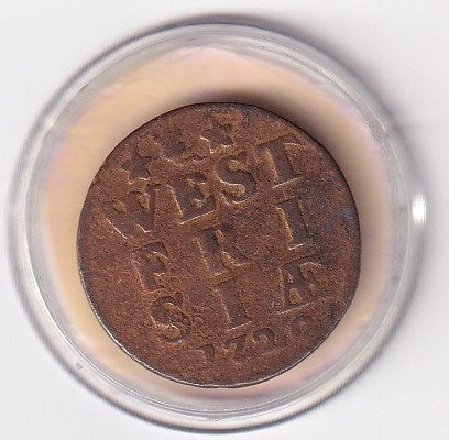 Duit West Friesland 1720 in mindere kwaliteit, Verzenden, Vóór koninkrijk, Overige waardes, Losse munt