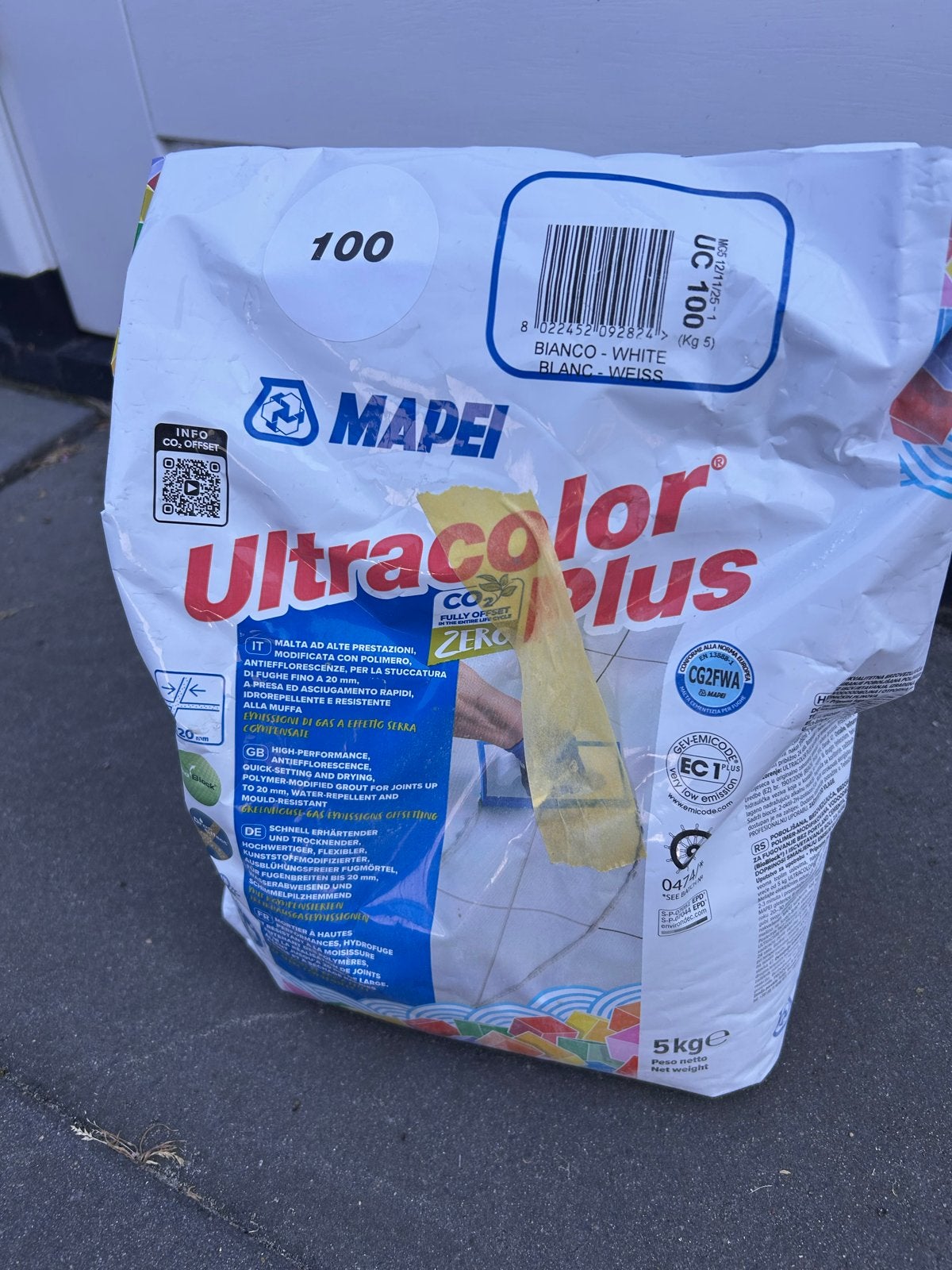 Mapei Ultracolor Plus 100 Witte Voegmortel 5kg, Ophalen, Overige typen, Nieuw, Minder dan 20 cm