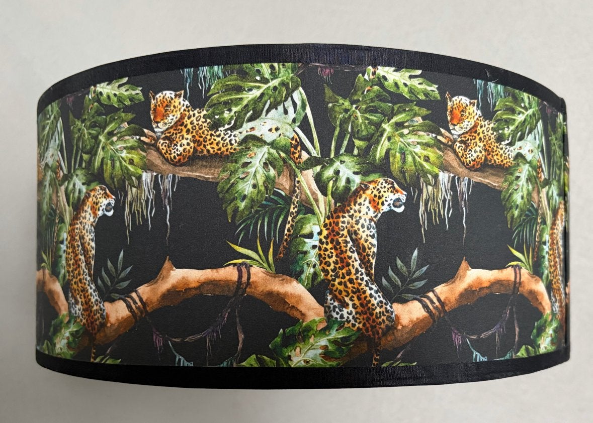 Jungle Plafondlamp Zwart met Panters - E27 Fitting, Ophalen, Meerkleurig, Textiel, E27 (groot)