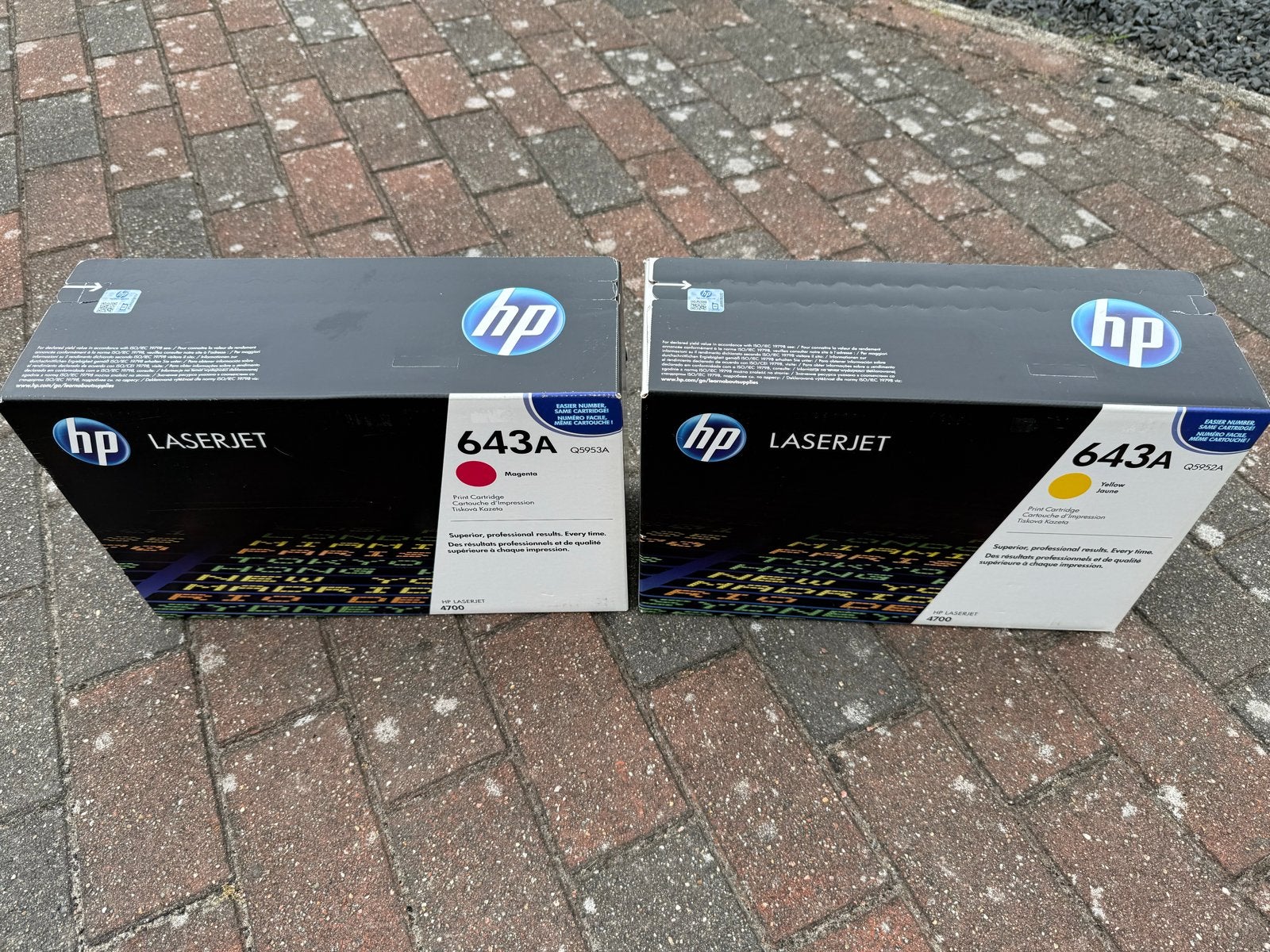 HP LaserJet Toners Origineel Nieuw Magenta en Geel 643A, Ophalen of Verzenden, Nieuw, Laserprinter