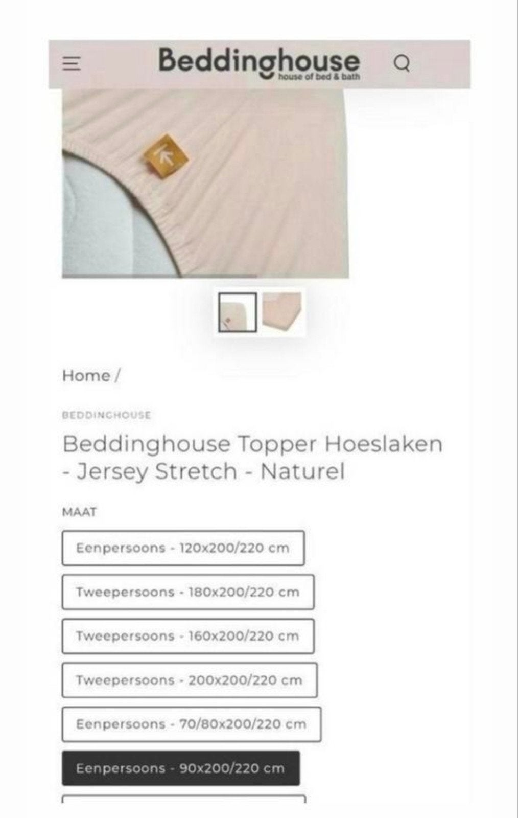 Beddinghouse Topper Hoeslaken Jersey Stretch Naturel Beige, Huis en Inrichting, Slaapkamer | Beddengoed, Ophalen of Verzenden