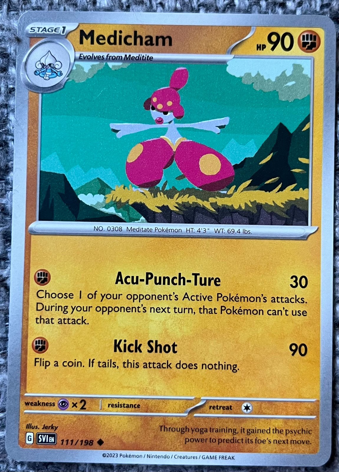 Pokémonkaart van Medicham (308) •Scarlet & Violet (111/198), Verzenden, Nieuw, Losse kaart