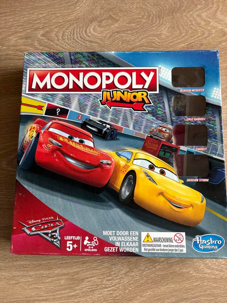 Monopoly Junior Cars Disney Pixar Bordspel, Een of twee spelers, Ophalen of Verzenden, Gebruikt