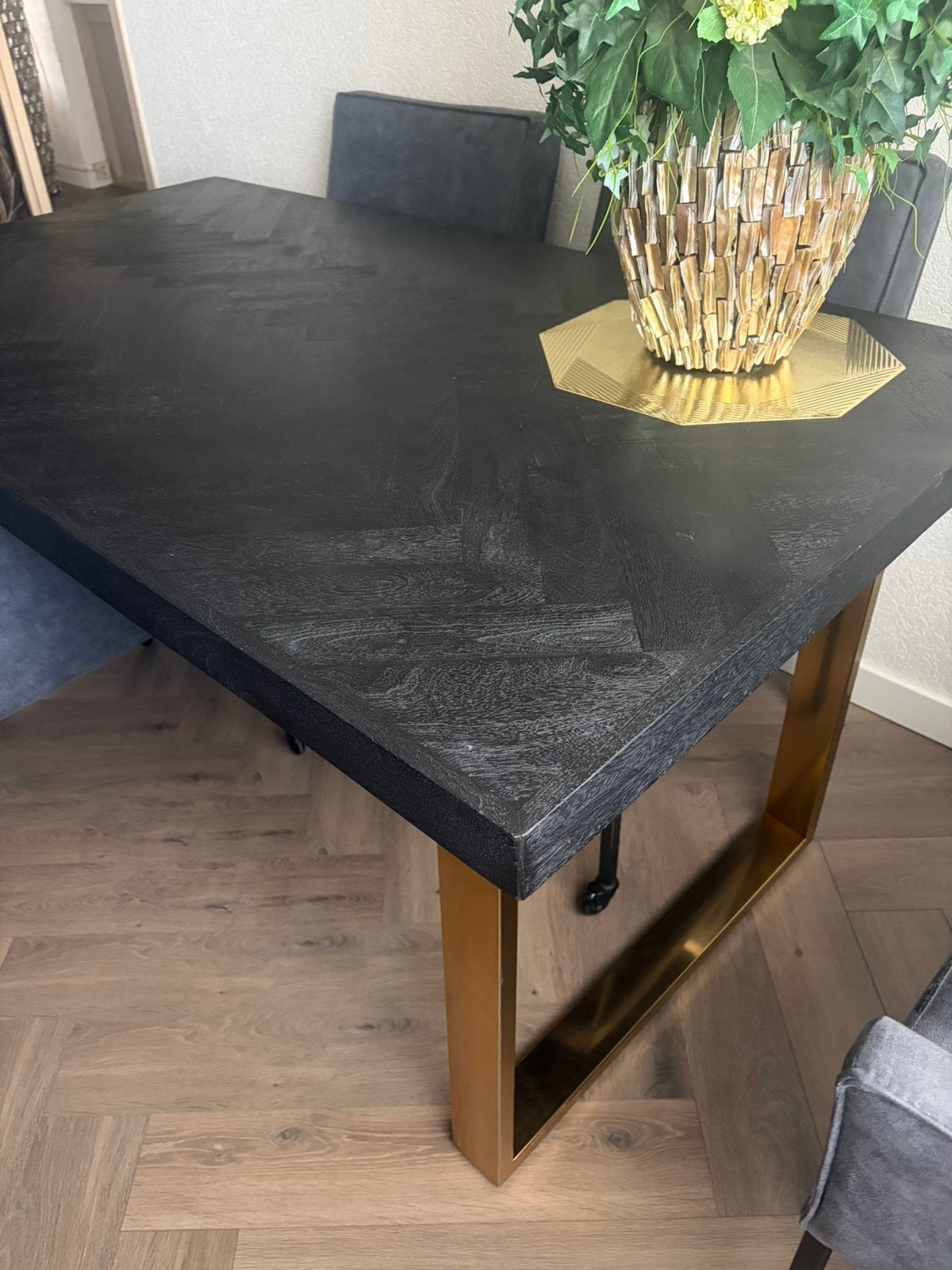 Eric kuster style Eettafel met visgraat motief, Zo goed als nieuw, 150 tot 200 cm, Rechthoekig, 50 tot 100 cm
