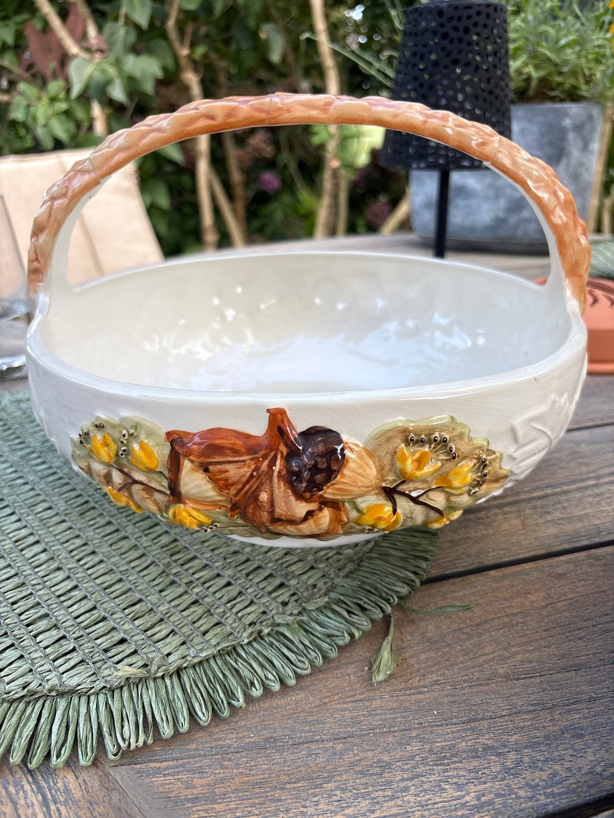 Decoratieve Herfst Schaal en Mand - Porselein, Ophalen