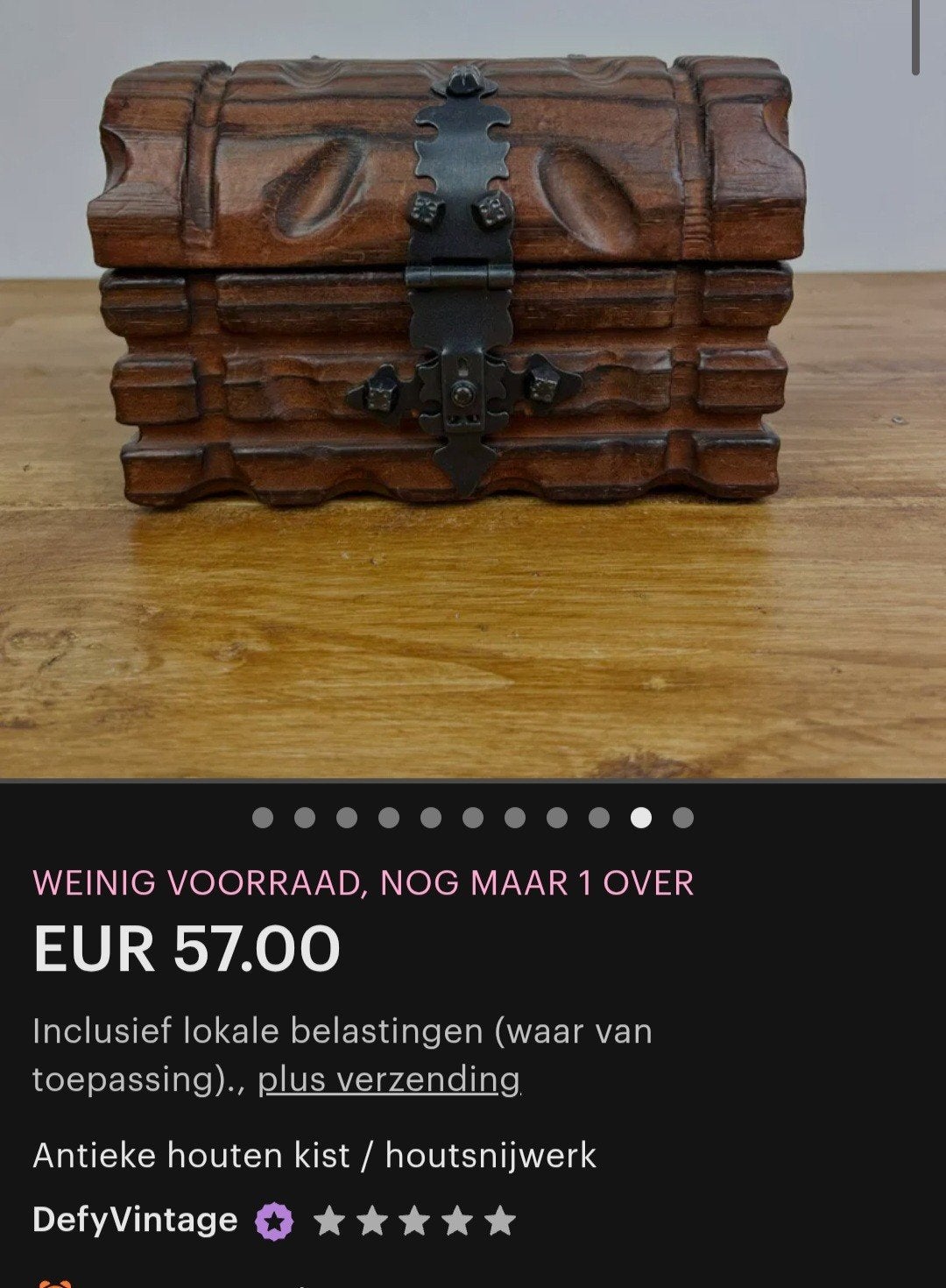 Mooie antiek kist, Ophalen of Verzenden, Eikenhout, 50 tot 100 cm, Minder dan 50 cm