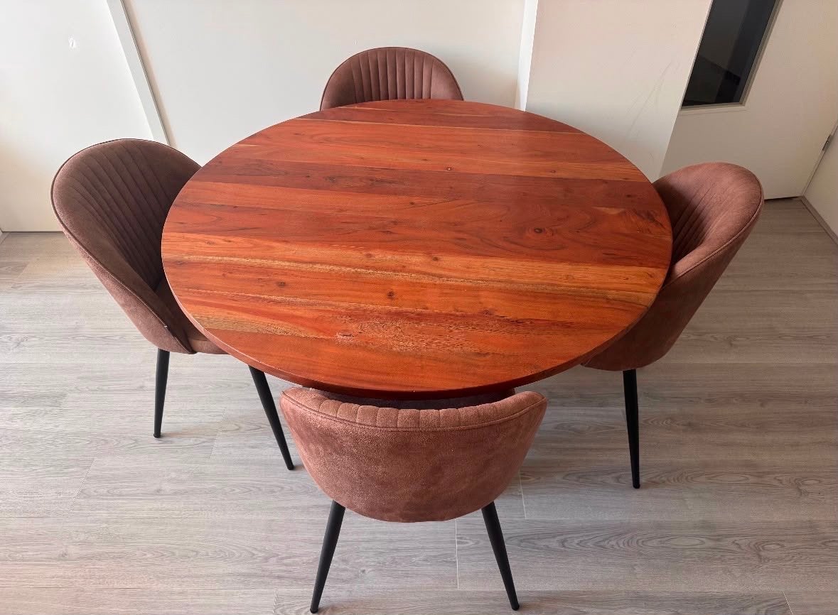 Ronde eettafel 120cm met grijs onderstel, Huis en Inrichting, Tafels | Eettafels, Ophalen, Gebruikt, 100 tot 150 cm, Rond