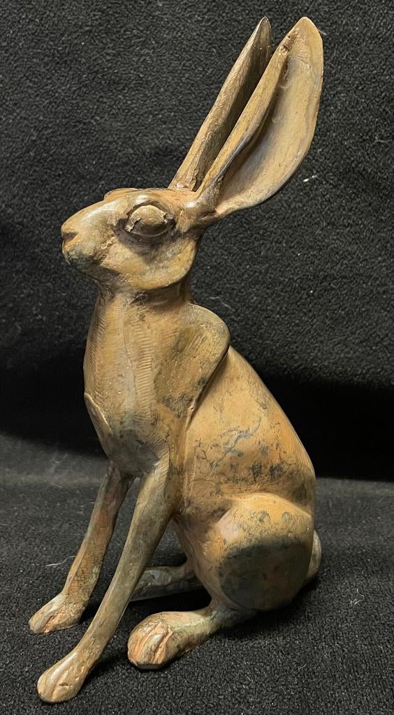 Bronzen zittende haas, P.Chenet gedetailleerd zuiver brons, Antiek en Kunst, Kunst | Beelden en Houtsnijwerken, Ophalen of Verzenden