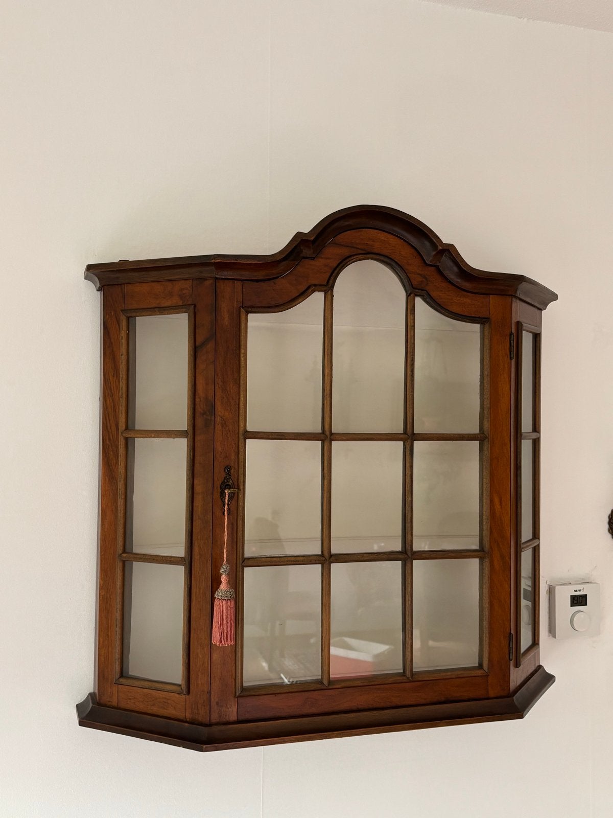 Antieke muur Vitrinekast - Hout met Glas, Ophalen