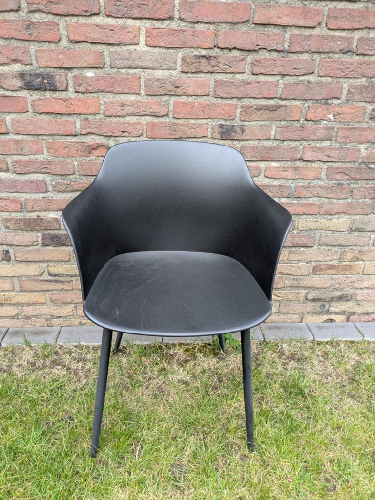 Set van 6 zwarte tuinstoelen, Huis en Inrichting, Stoelen, Ophalen, Gebruikt, Zwart