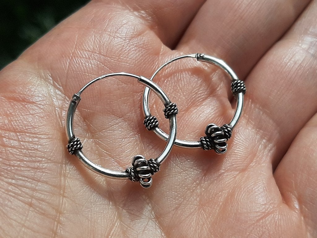 Vanoli - 925 zilver creolen oorbellen uit Bali hoops 2 cm, Hangers, Vanoli, Amsterdam, Nieuw