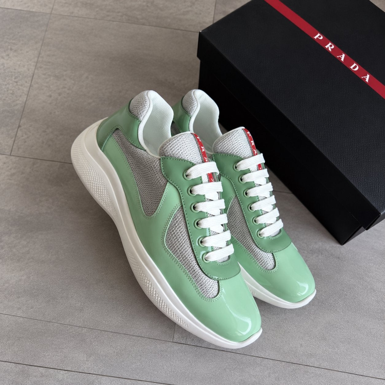 Prada America's Cup Shiny Mint / Green, Overige kleuren, Nieuw, Ophalen of Verzenden, Sneakers of Gympen