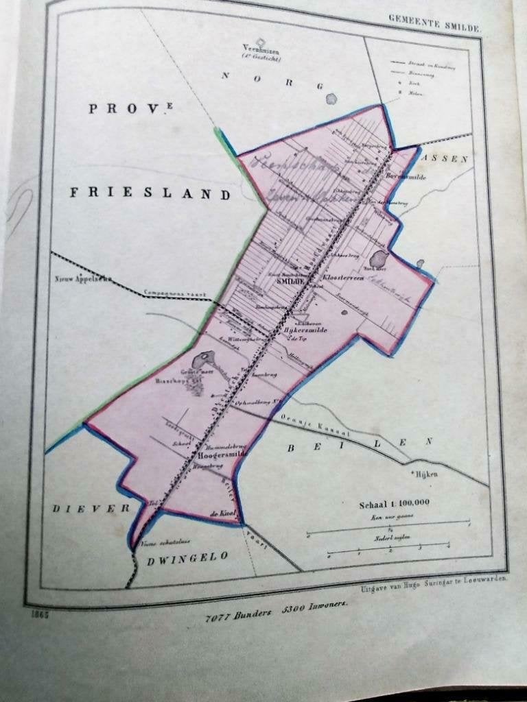 27  Smilde  Bovensmilde   de Knol  Litho 1865 Kuyper  DR, Antiek en Kunst, Ophalen of Verzenden