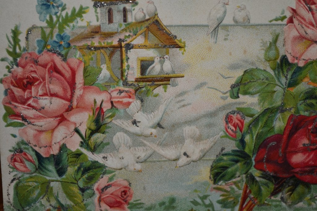frankrijk relief 1908 rozen witte duiven, Ophalen of Verzenden, Voor 1920, Gelopen, Sterren en Beroemdheden