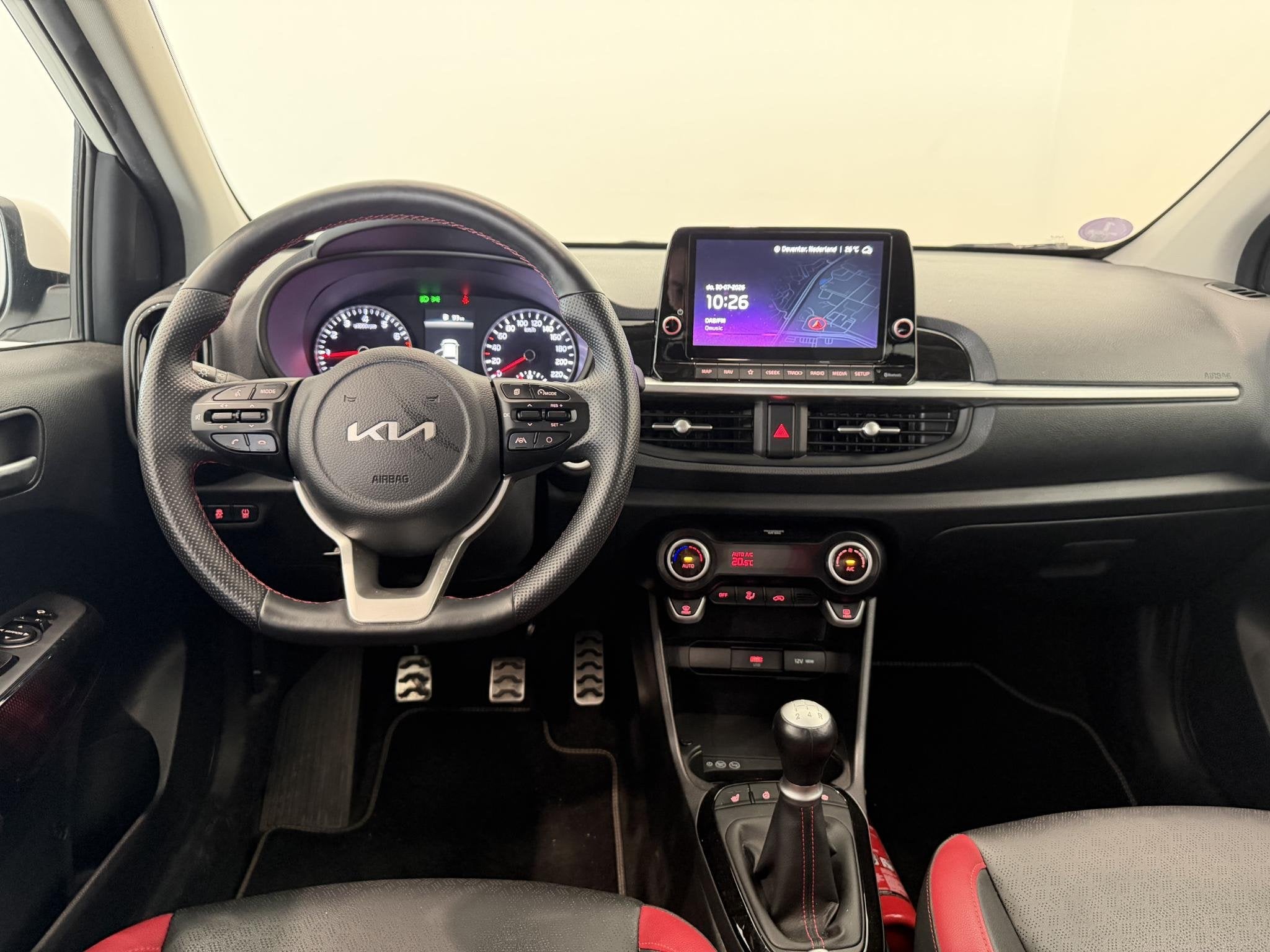 Kia Picanto 1.2 CVVT GT-Line | Leder | Keyless | Stoel- & St, Voorwielaandrijving, Gebruikt, Met garantie (alle), Automatische klimaatregeling