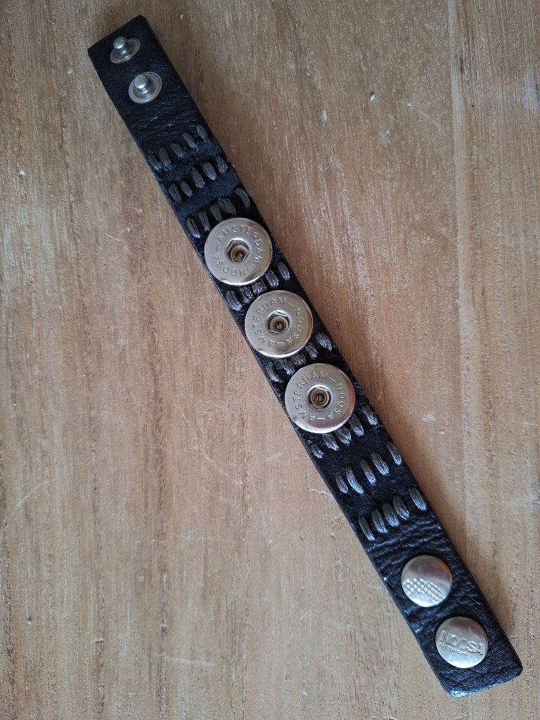 NOOSA Amsterdam leren armband - zwart - Limited edition - S, Ophalen, Gebruikt, Zwart, Leer