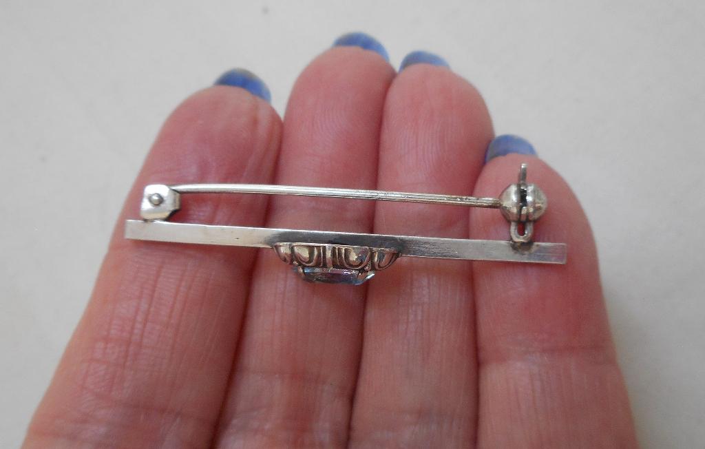 Zilveren Art Nouveau broche met rijnsteen nr.177, Sieraden, Tassen en Uiterlijk, Antieke sieraden, Verzenden, Zilver, Broche