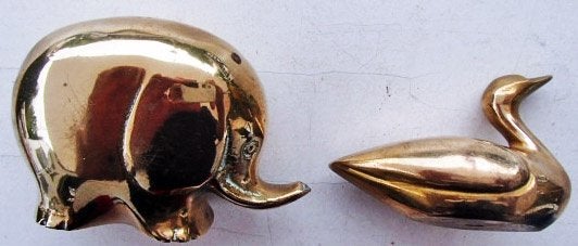 Messing Olifant & eend, Antiek en Kunst, Ophalen of Verzenden, Koper