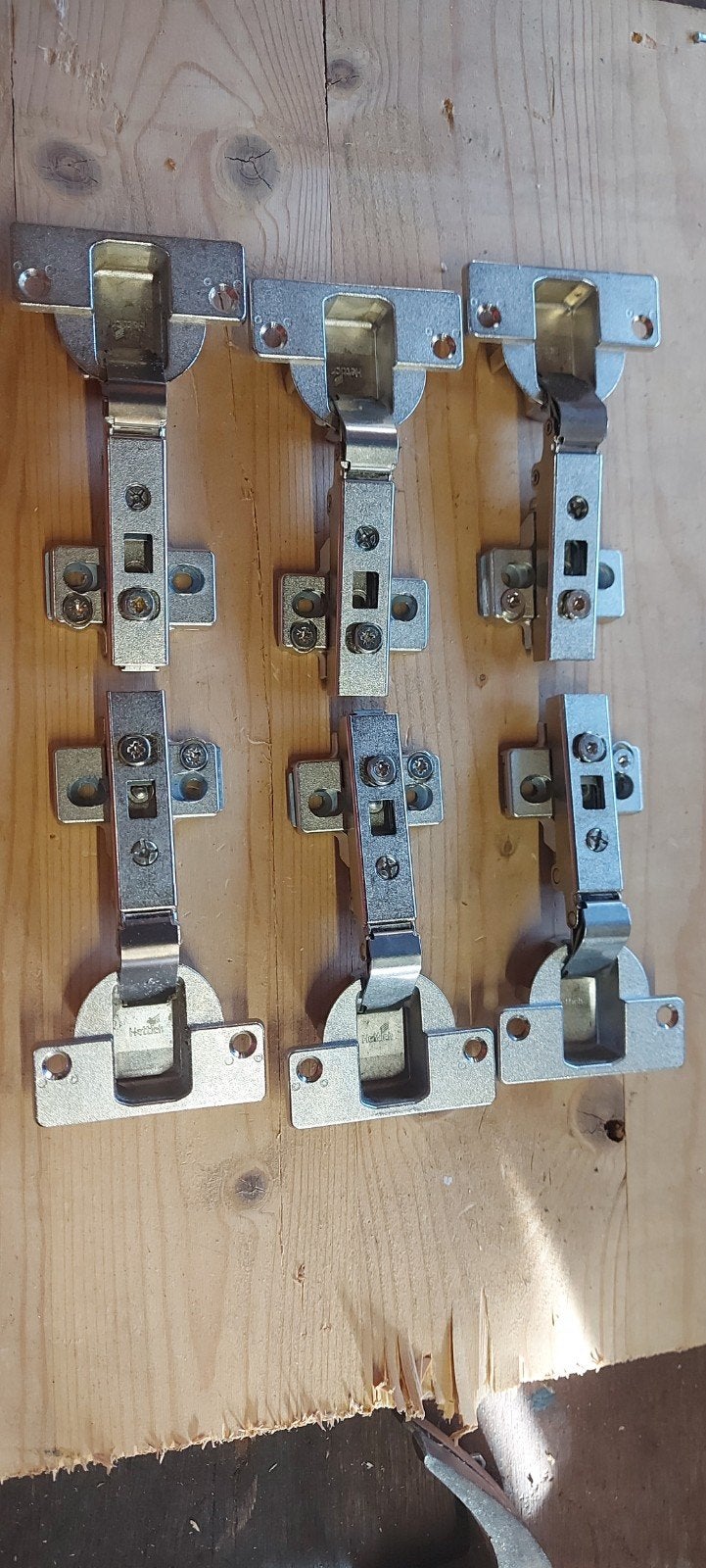 Set van 6 gebruikte scharnieren voor kasten, Ophalen of Verzenden, Gebruikt, Rvs, Scharnier