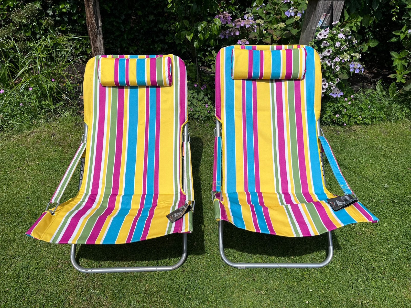 Te koop 2 leuke patio strandstoelen., Tuin en Terras, Ophalen of Verzenden, Zo goed als nieuw, Wicker, Verstelbaar