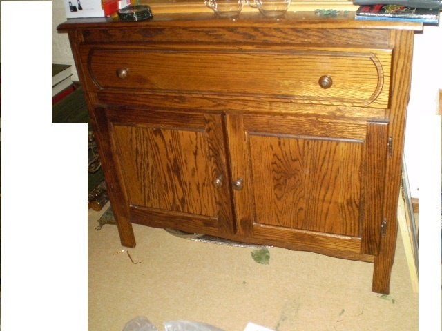 Bruine eiken ladekast / commode met la en deurtjes., Ophalen, Gebruikt, 1 of 2 laden, Eikenhout