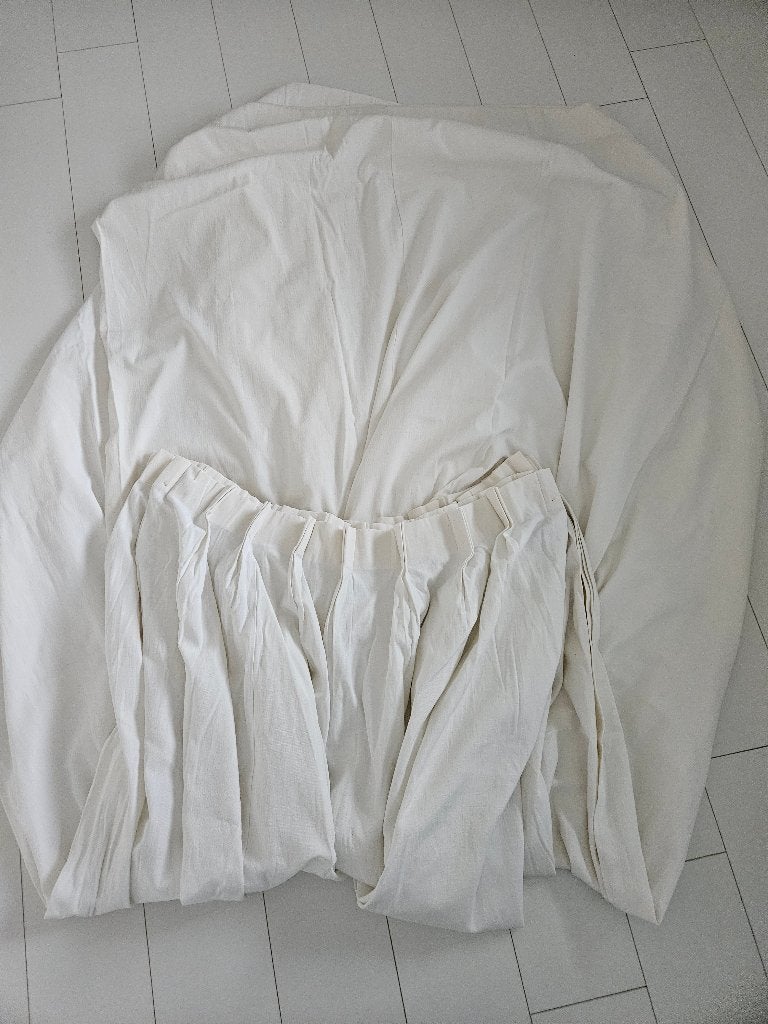 Crèmekleurige gordijnen met plooiafwerking, Gebruikt, Overige merken, 180 cm, Gordijn