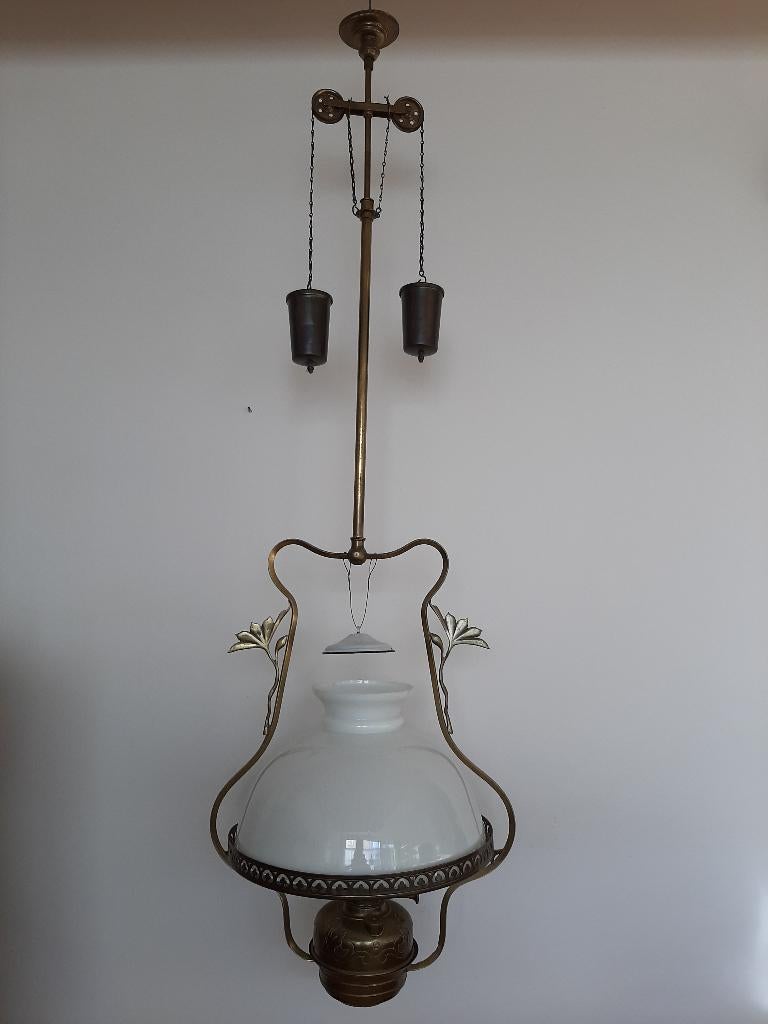 Antiek koperen olielamp, Antiek en Kunst, Ophalen