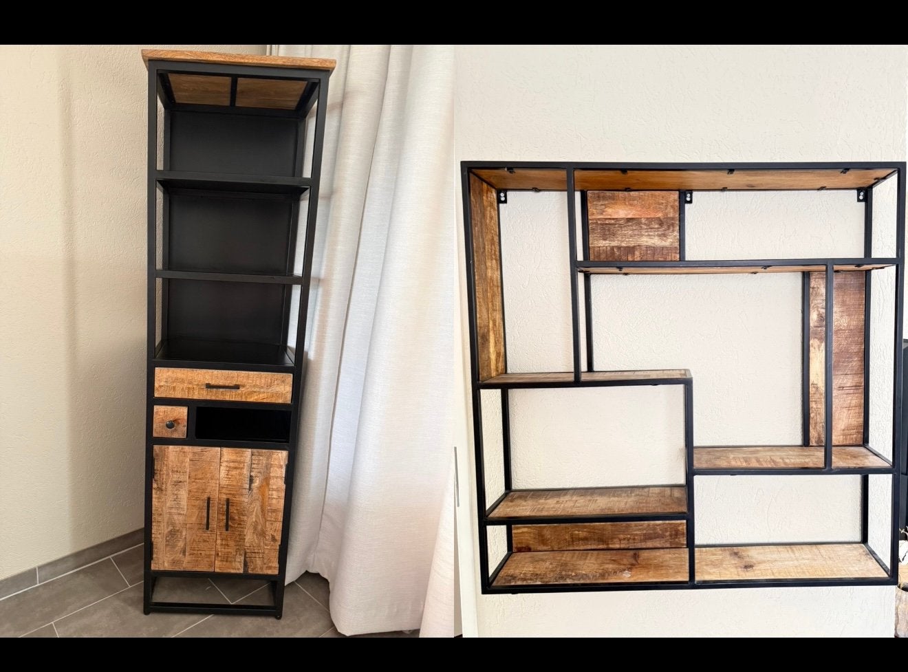 Inustriele wand rek en dressoir kast, Ophalen, Zo goed als nieuw