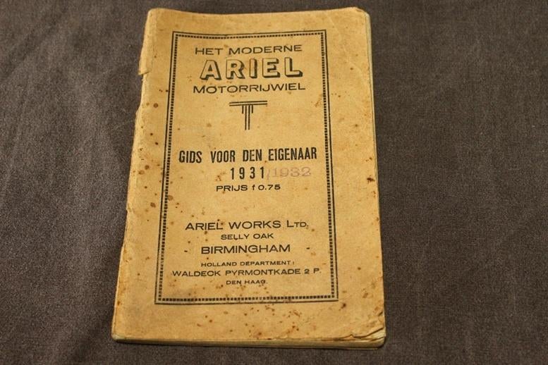 Ariel 1931/32 motorrijwiel gids voor den eigenaar handleidng, Motoren, Ophalen of Verzenden, Overige merken