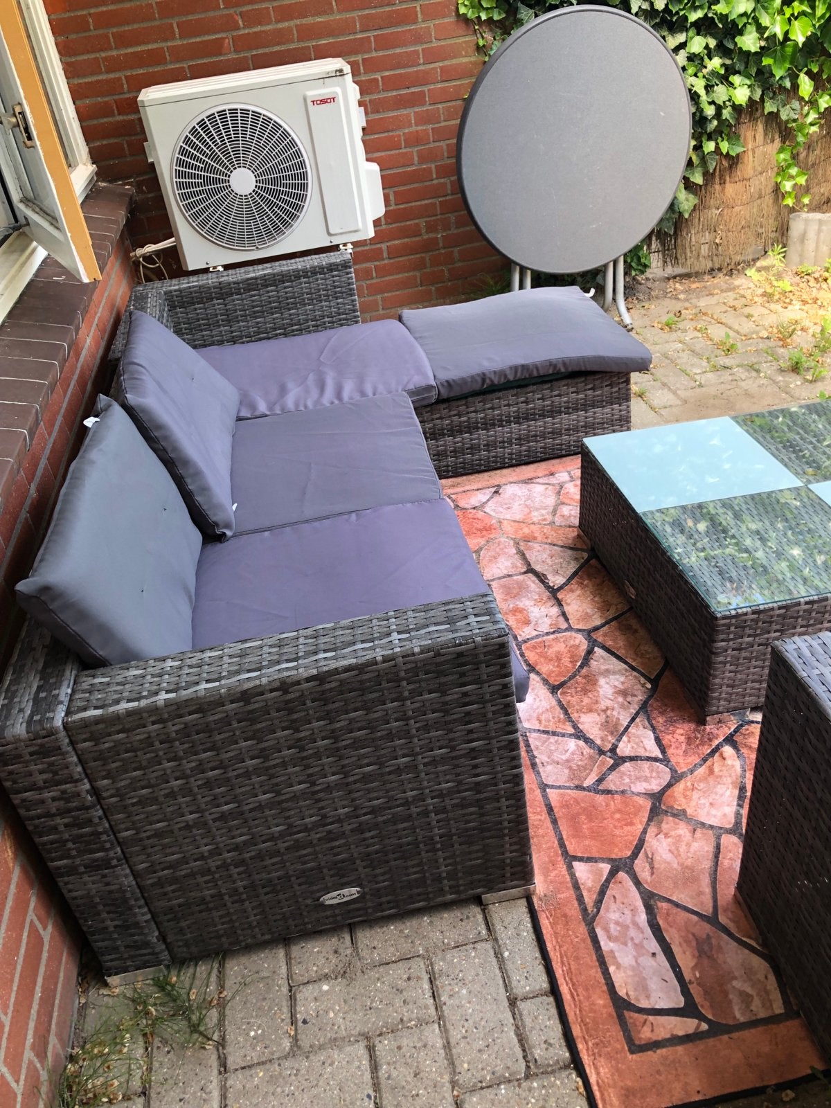 Loungeset met Salontafel en Kussens, Tuin en Terras, Tuinsets en Loungesets, Ophalen, 5 zitplaatsen, Gebruikt, Loungeset