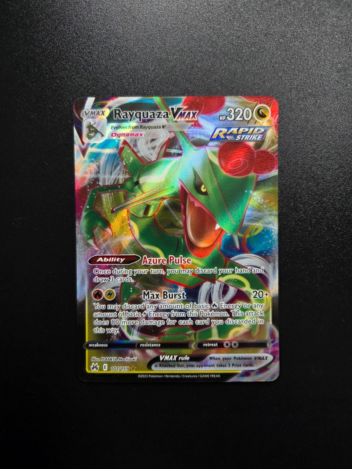 Rayquaza VMAX 101 Pokemon Crown Zenith, Ophalen of Verzenden, Zo goed als nieuw, Booster, Foil