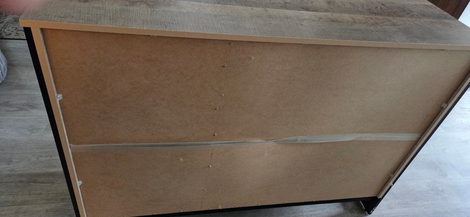 Meubella Acasia dressoir grijs/eiken 138 cm | 4 lades, Ophalen of Verzenden, Gebruikt, Industrieel