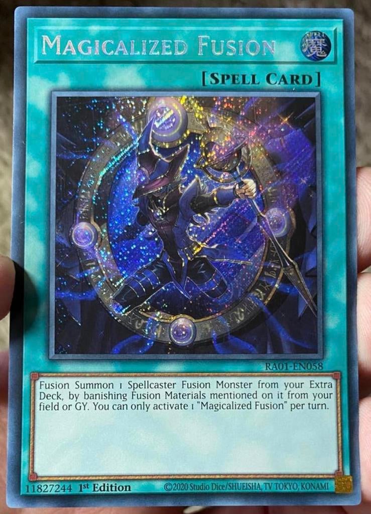 Yu-Gi-Oh! Magicalized Fusion RA01 1st Edition !, Ophalen of Verzenden, Zo goed als nieuw, Losse kaart, Foil