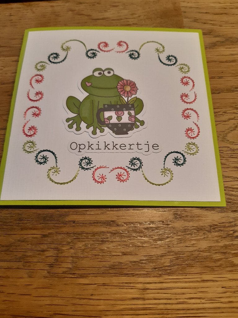 borduur-Opkikkertje(1490, Hobby en Vrije tijd, Kaarten | Zelfgemaakt, Ophalen of Verzenden, Nieuw, Overige thema's