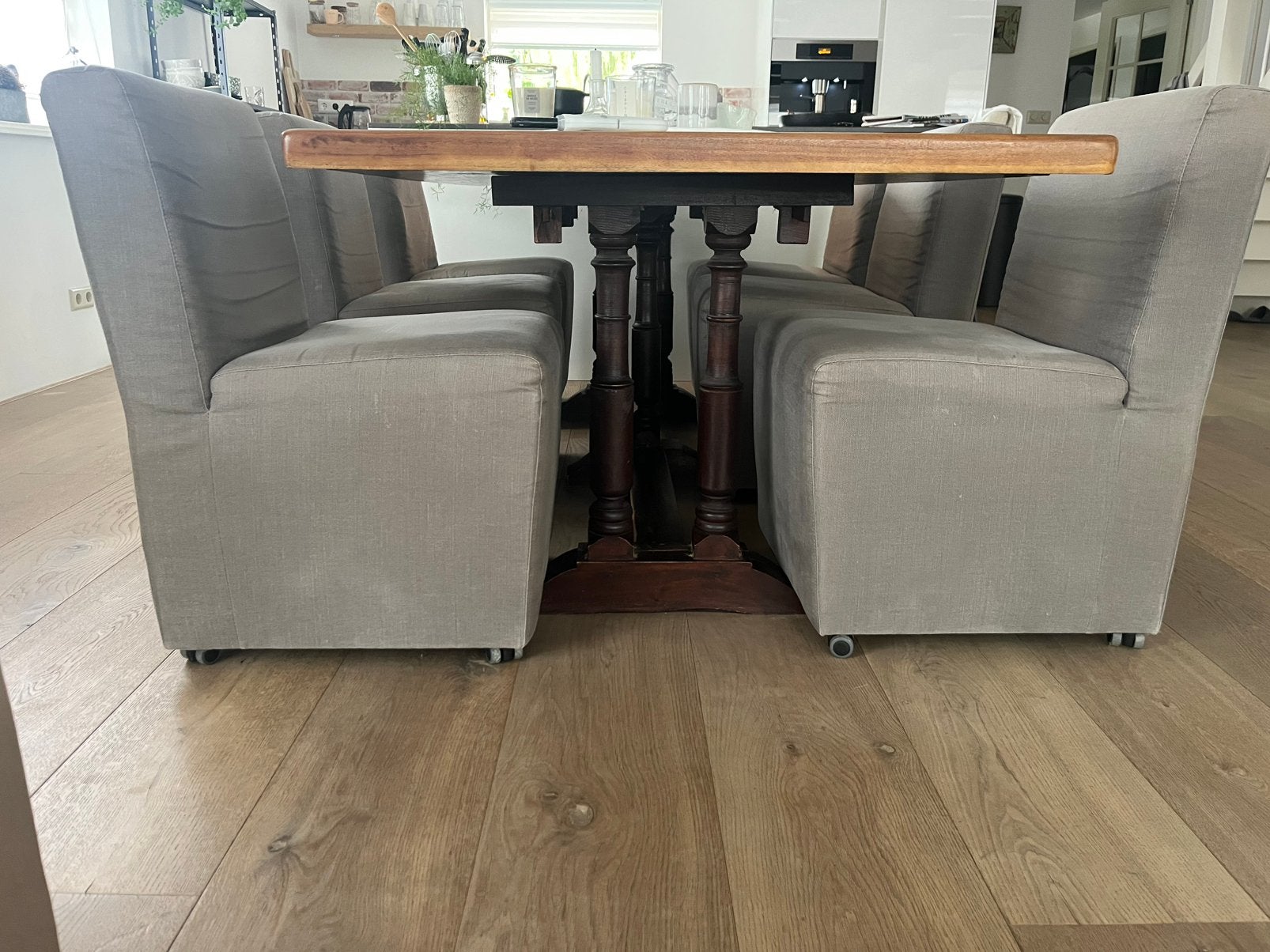 Eetkamer stoelen house of mayflower, Gebruikt, Ophalen of Verzenden, Vijf, Zes of meer stoelen, Stof