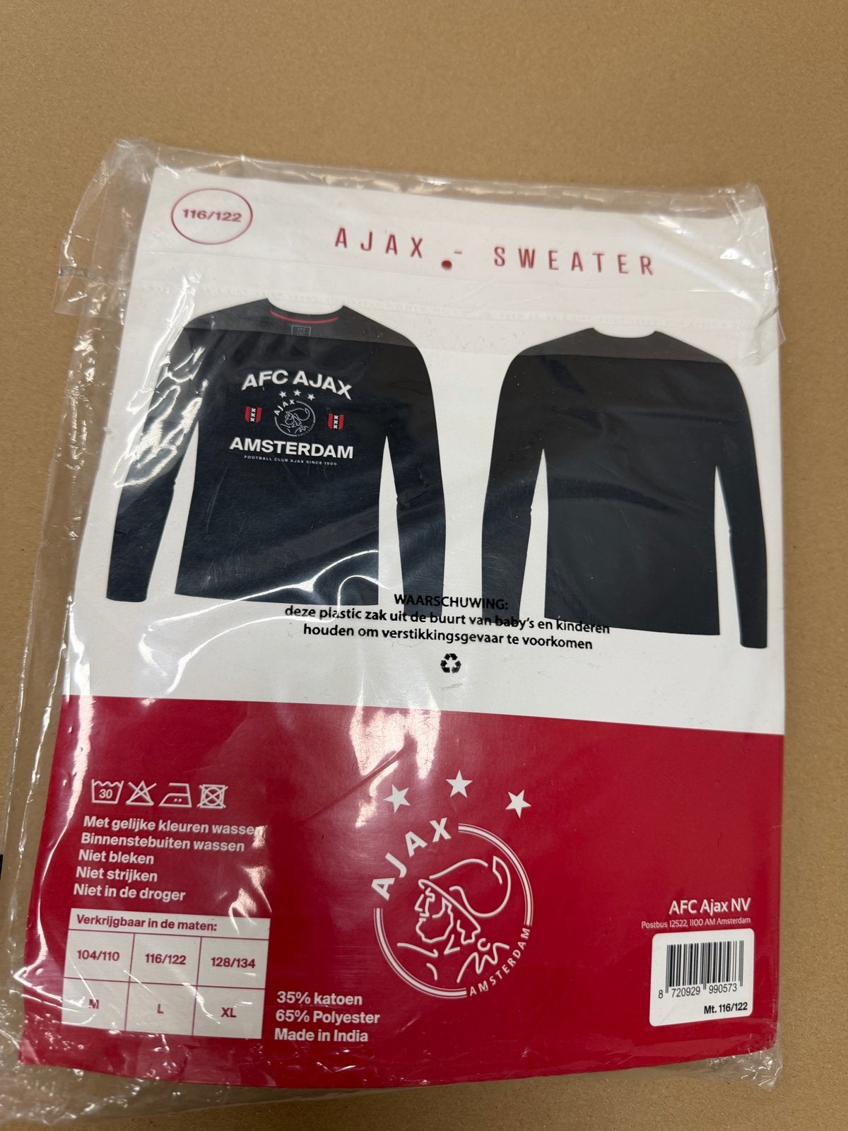 Nieuwe Ajax Sweater Maat 116/122, Kinderen en Baby's, Kinderkleding | Maat 116, Ophalen of Verzenden, Nieuw, Jongen of Meisje