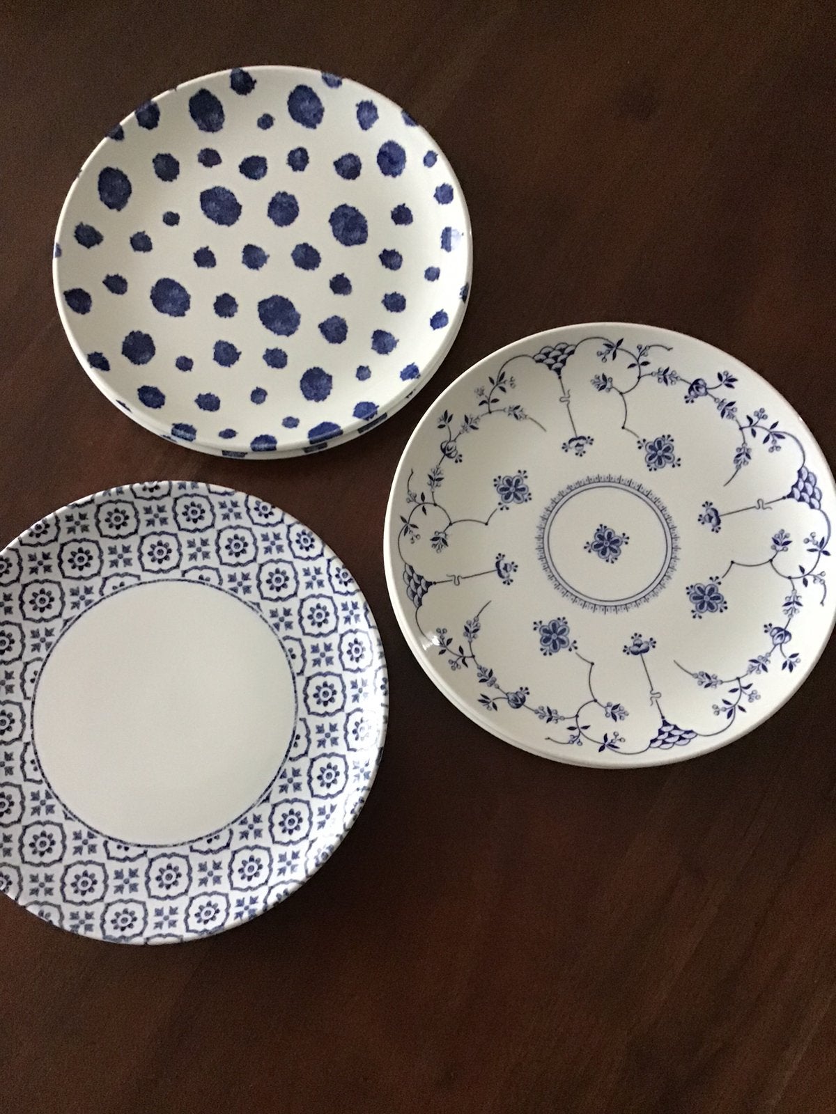 6 Churchill Inkie Blue ontbijtborden, Huis en Inrichting, Keuken | Servies, Ophalen of Verzenden, Zo goed als nieuw, Bord(en)