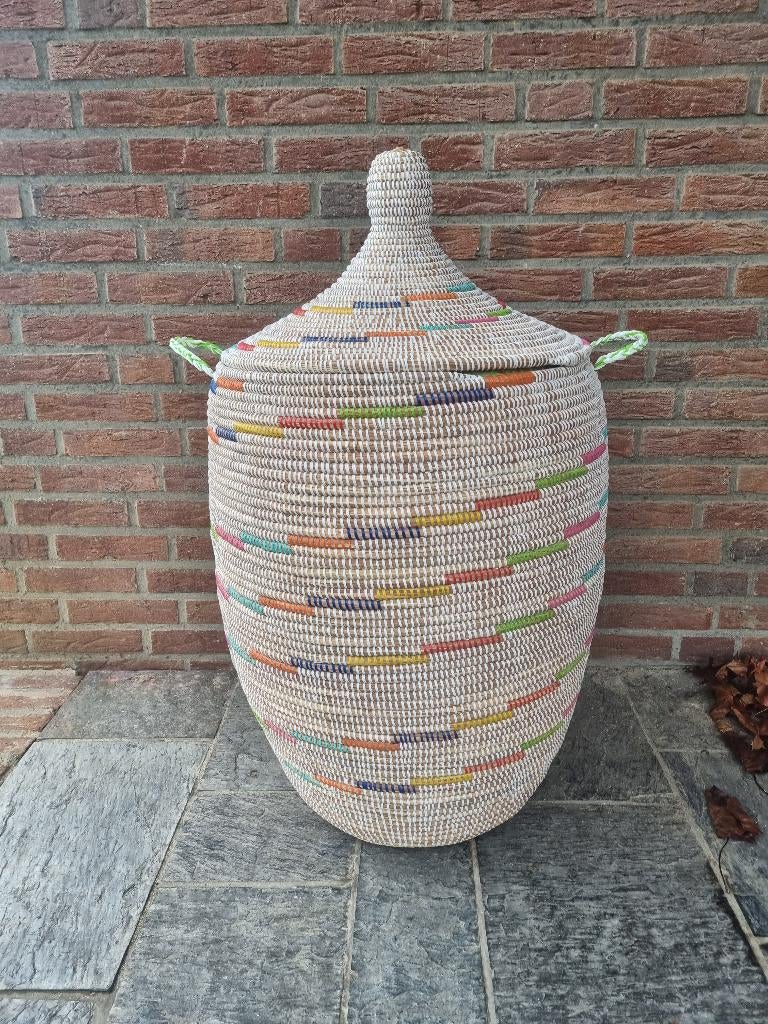 Afrikaanse wasmand wit fairtrade opbergmand uit Senegal, Mand, Rond, Nieuw, Ophalen of Verzenden