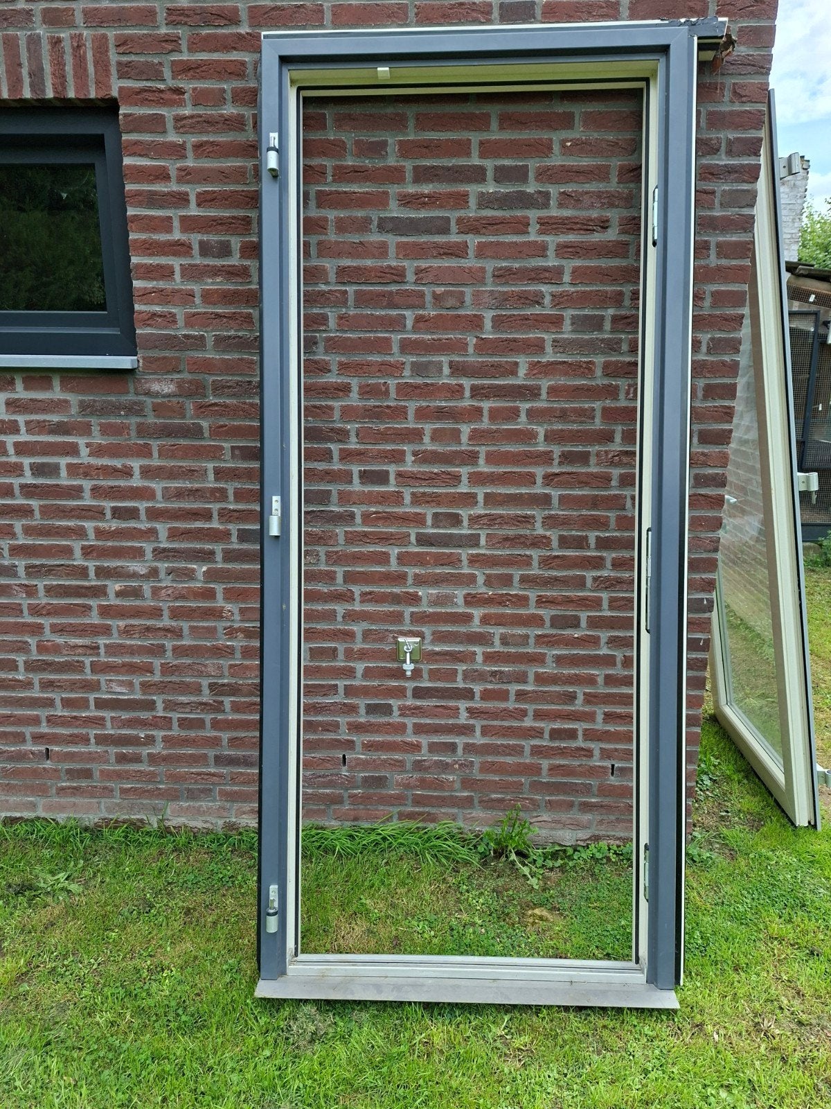 Gebruikte Buitendeur met Glas en Kozijn, Doe-het-zelf en Verbouw, Deuren en Horren, 215 cm of meer, Glas, Ophalen, 100 tot 120 cm